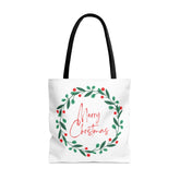 Merry Christmas Tote Bags White, Reusable Canvas Tote Bags, Available in Different Size - Infinite Pack